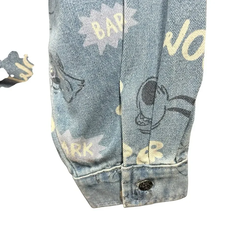 Disney Parks Jean‎ Jacket Adult XL Oversized Blue Denim Critters Pluto Shacket
